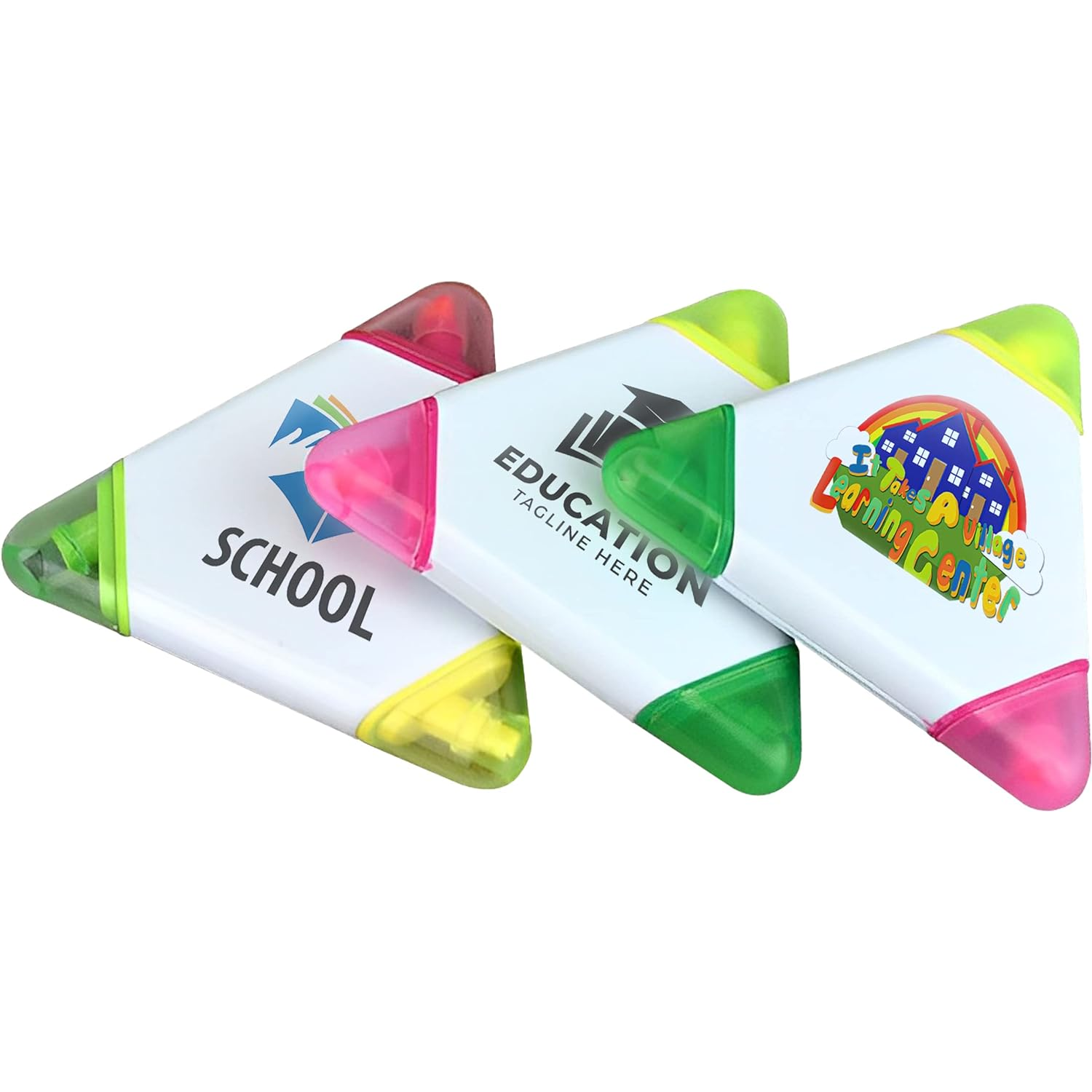 100PCS Custom Bulk Highlighters Personalized Triangle Highlighter With